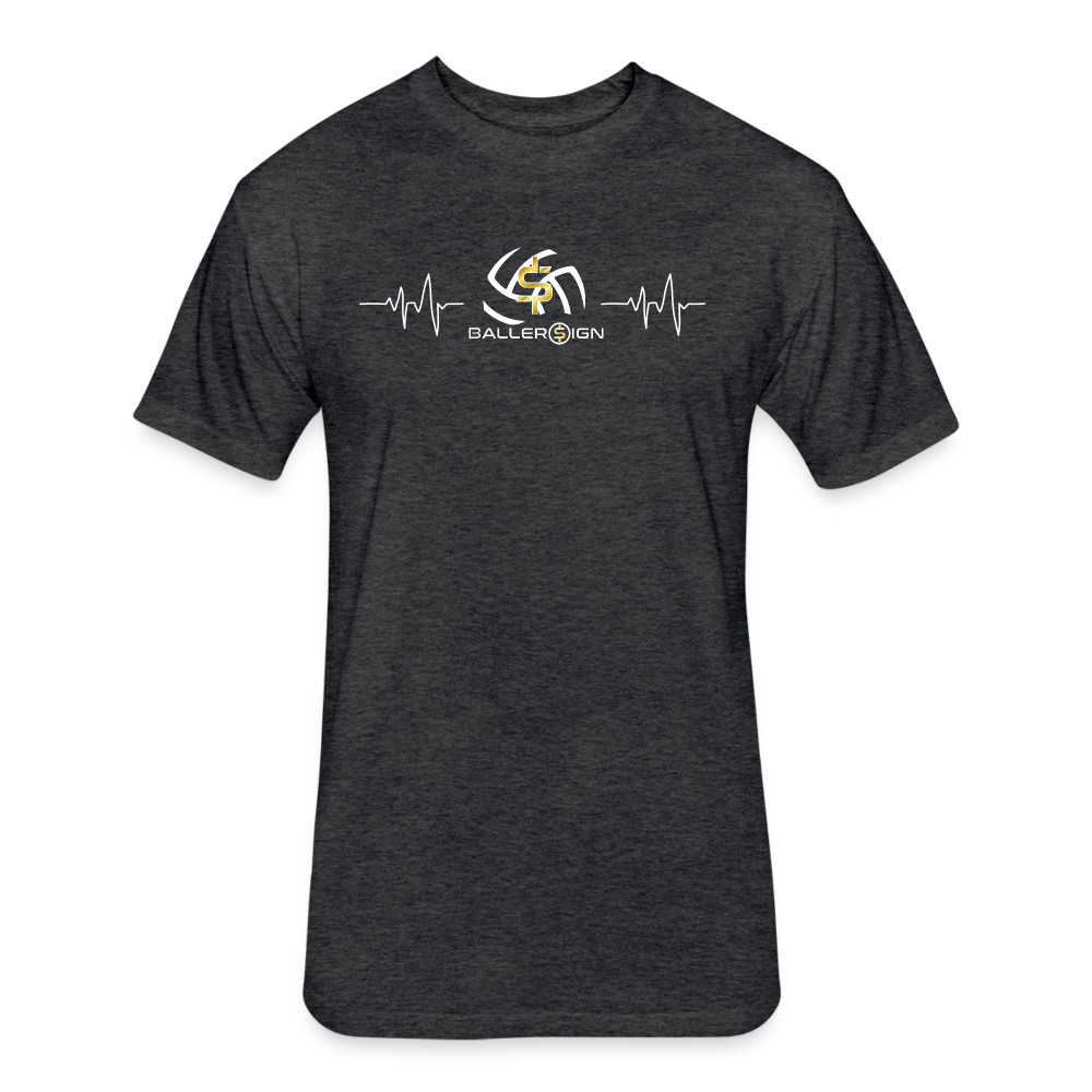 Fitted Unisex Cotton/Poly T-Shirt / Volleyball Heart beat - heather black