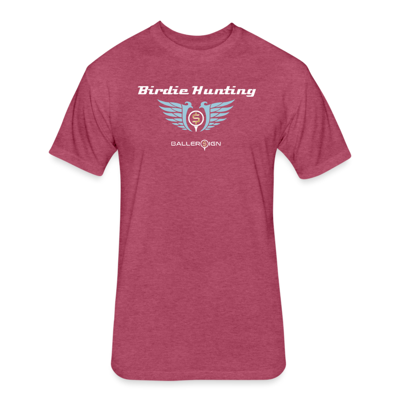 Fitted Unisex Cotton/Poly T-Shirt / Golf Birdie Hunting - heather burgundy