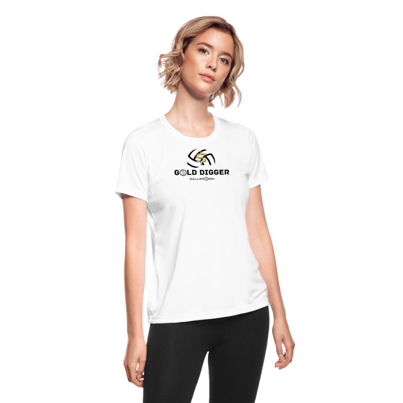 Women's Moisture Wicking Performance T-Shirt - Gold Digger Volleyball - white