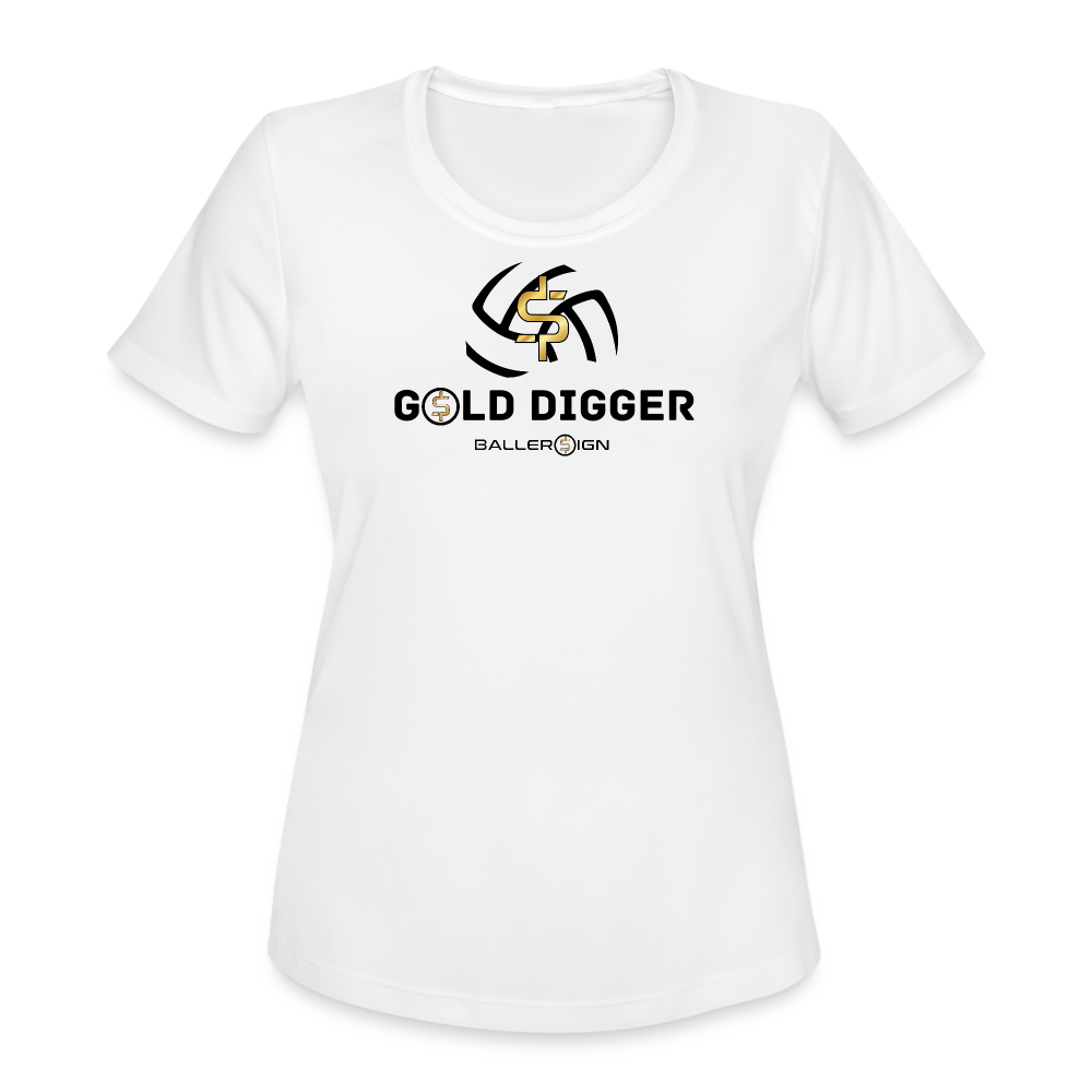 Women's Moisture Wicking Performance T-Shirt - Gold Digger Volleyball - white