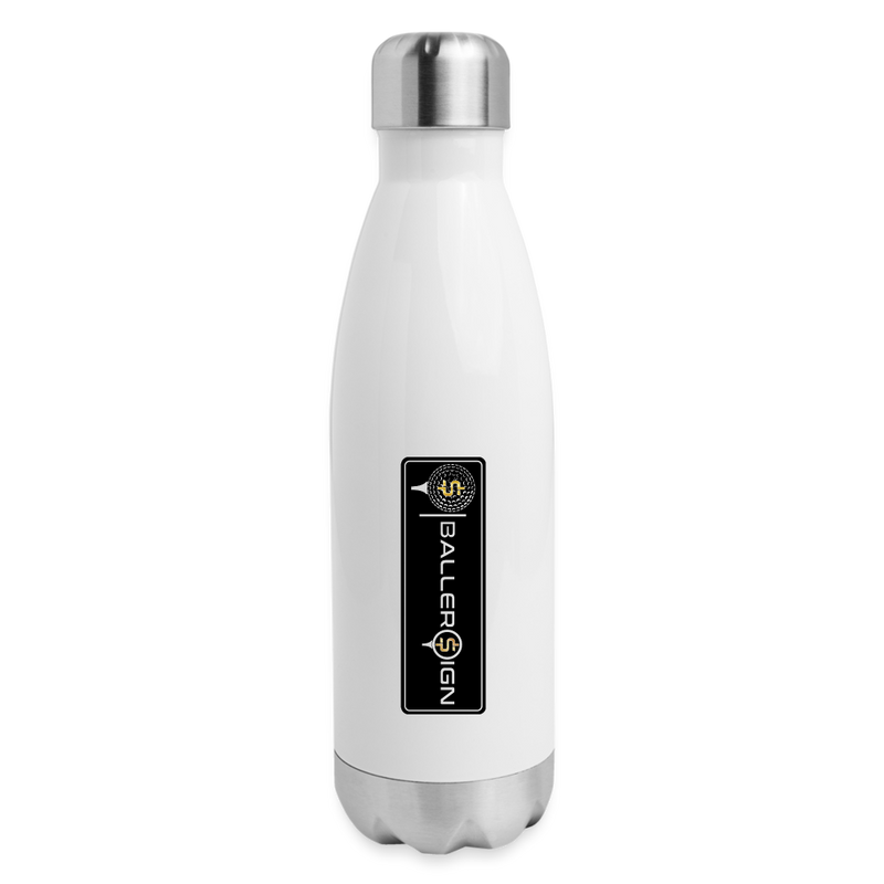 Insulated Stainless Steel Water Bottle / Golf Label - white