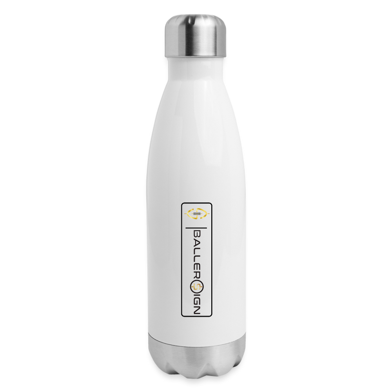 Insulated Stainless Steel Water Bottle / Football Label - white