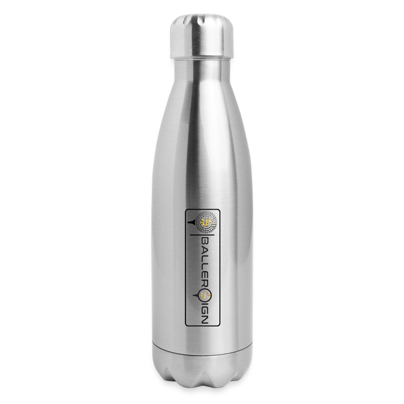 Insulated Stainless Steel Water Bottle / Golf Label - silver