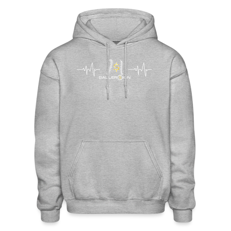 Heavy Blend Adult Hoodie / Baseball/Softball Heart Beat - heather gray