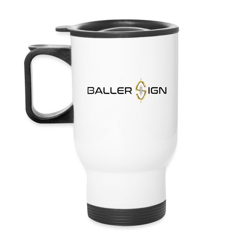 Travel Mug / Football label - white