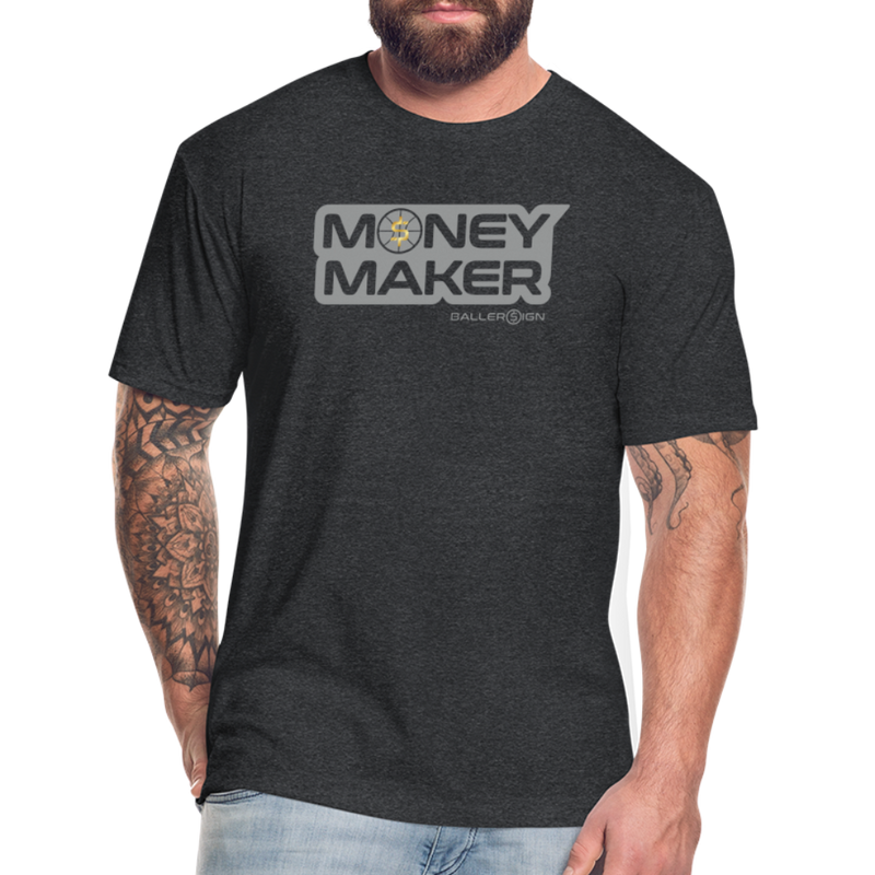 Fitted Cotton/Poly (G) Basketball Money Maker T-Shirt - heather black