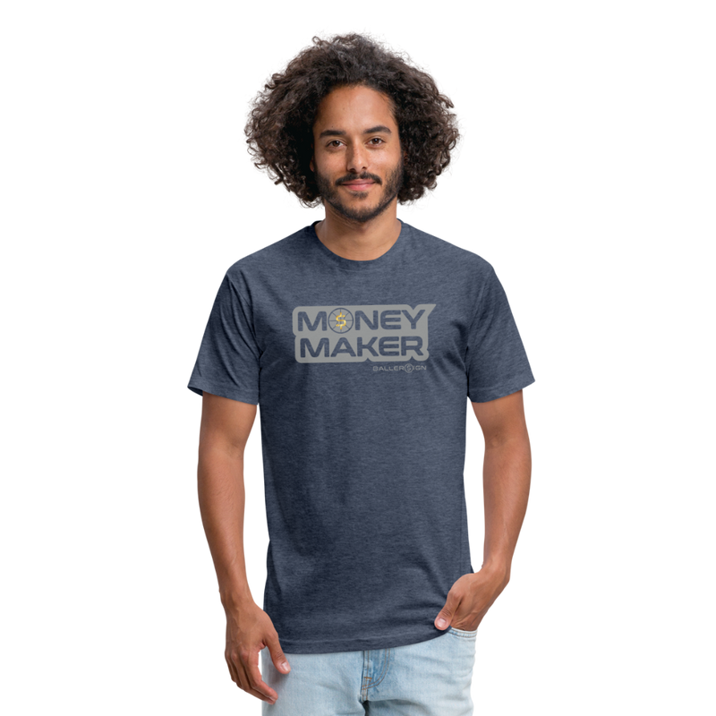 Fitted Cotton/Poly (G) Basketball Money Maker T-Shirt - heather navy