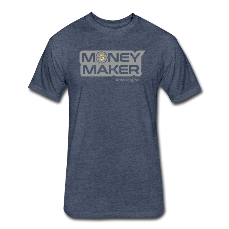 Fitted Cotton/Poly (G) Basketball Money Maker T-Shirt - heather navy