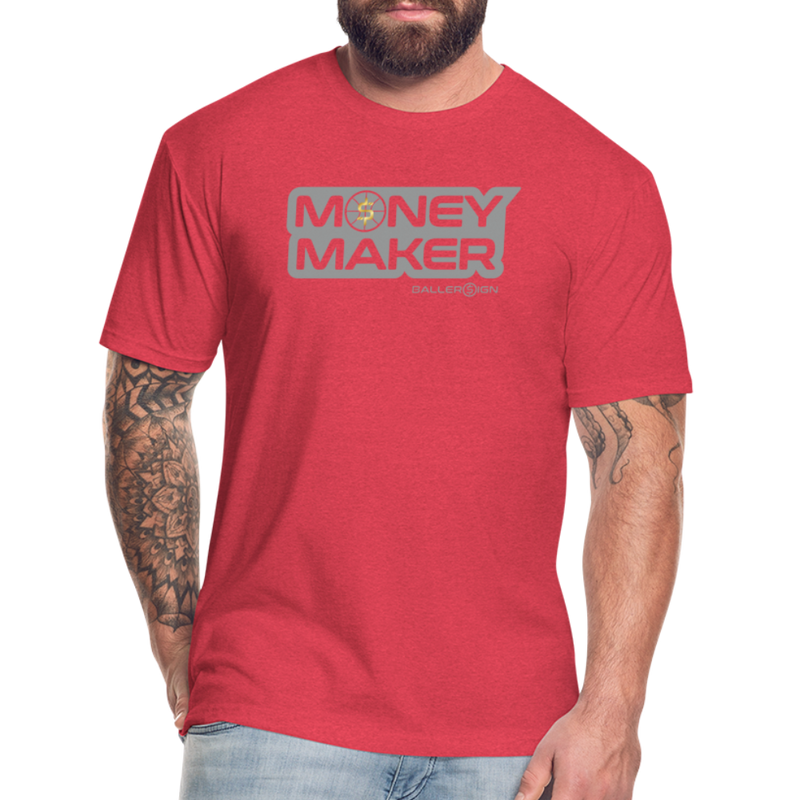 Fitted Cotton/Poly (G) Basketball Money Maker T-Shirt - heather red