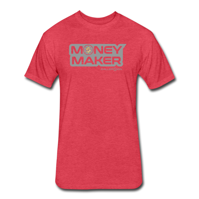 Fitted Cotton/Poly (G) Basketball Money Maker T-Shirt - heather red