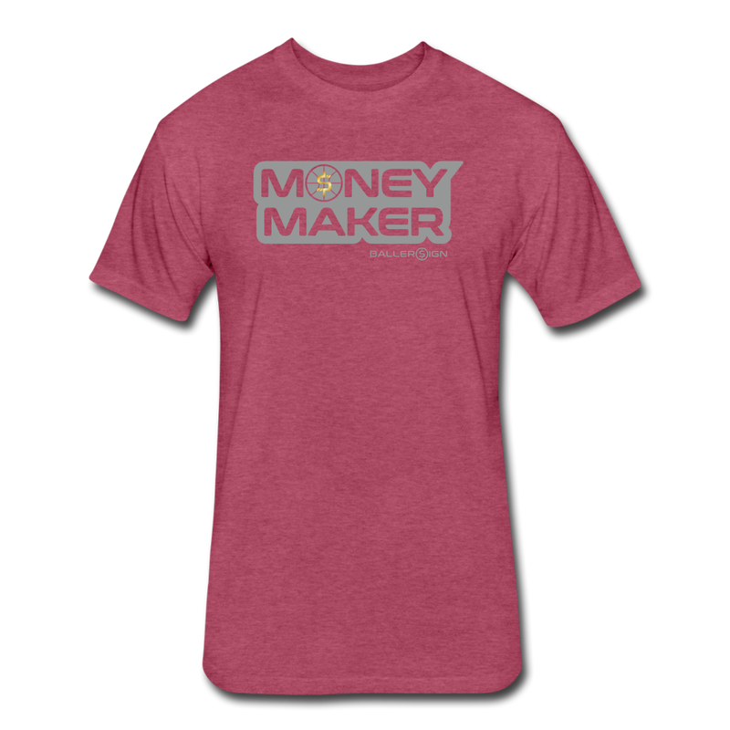 Fitted Cotton/Poly (G) Basketball Money Maker T-Shirt - heather burgundy