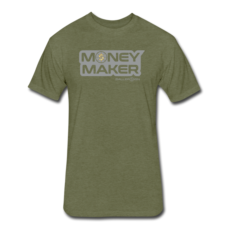 Fitted Cotton/Poly (G) Basketball Money Maker T-Shirt - heather military green