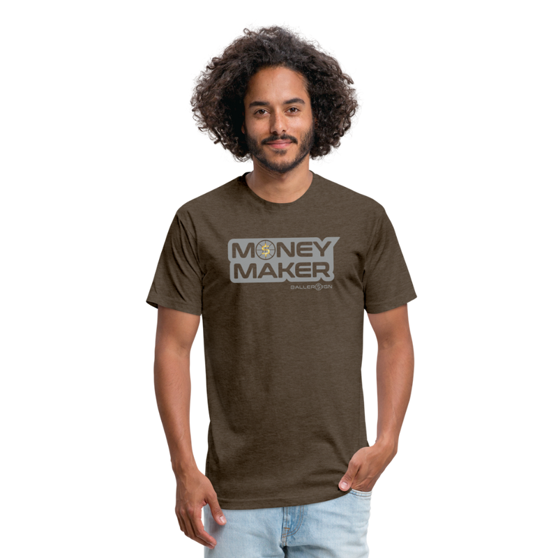 Fitted Cotton/Poly (G) Basketball Money Maker T-Shirt - heather espresso