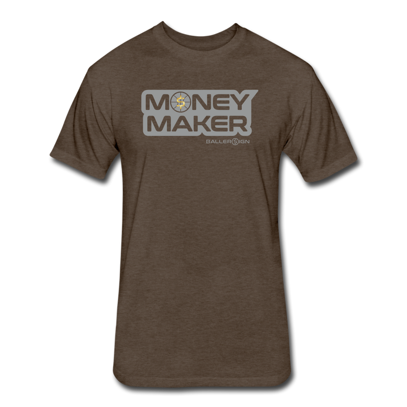 Fitted Cotton/Poly (G) Basketball Money Maker T-Shirt - heather espresso