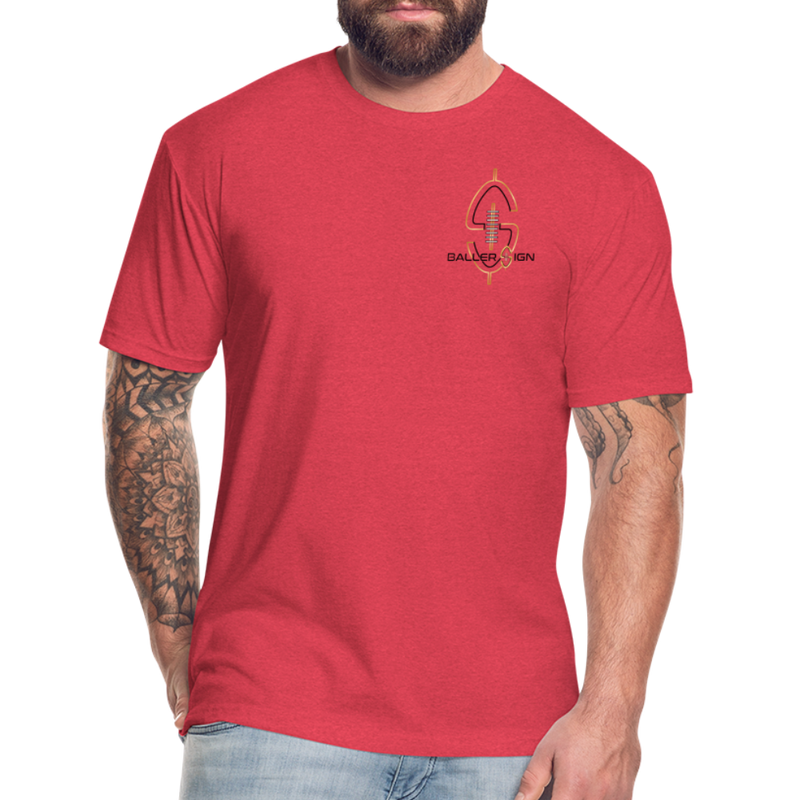 Fitted Cotton/Poly Big Football Banner T-Shirt - heather red