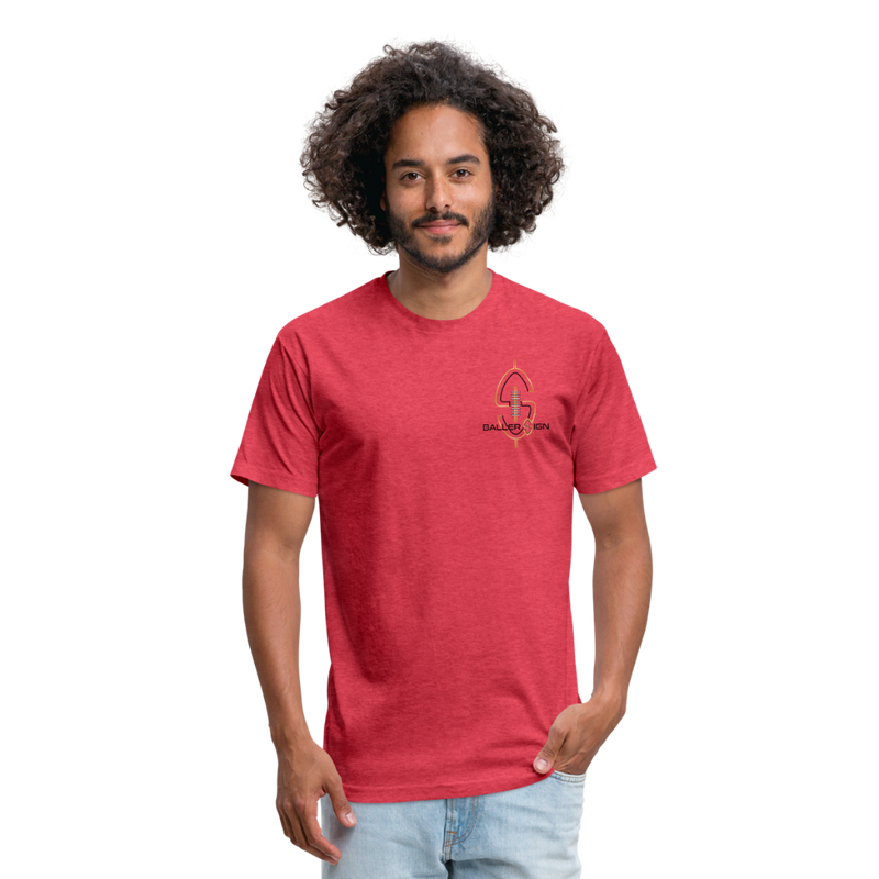 Fitted Cotton/Poly Big Football Banner T-Shirt - heather red