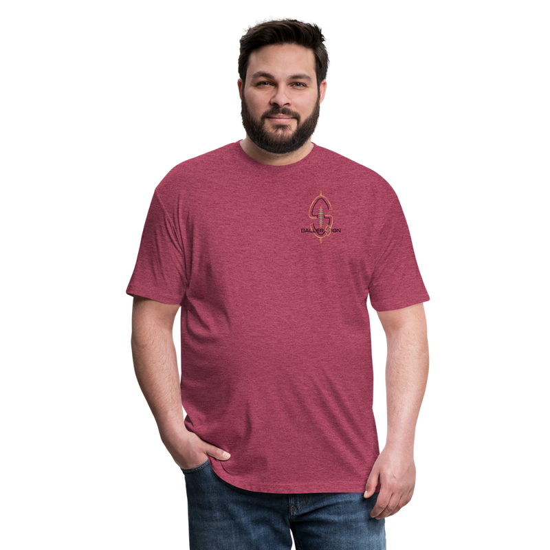 Fitted Cotton/Poly Big Football Banner T-Shirt - heather burgundy