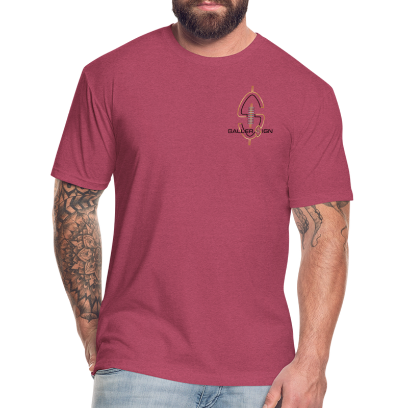 Fitted Cotton/Poly Big Football Banner T-Shirt - heather burgundy