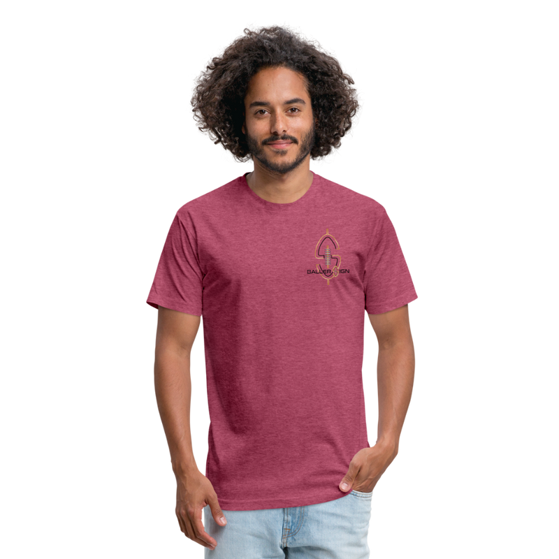 Fitted Cotton/Poly Big Football Banner T-Shirt - heather burgundy