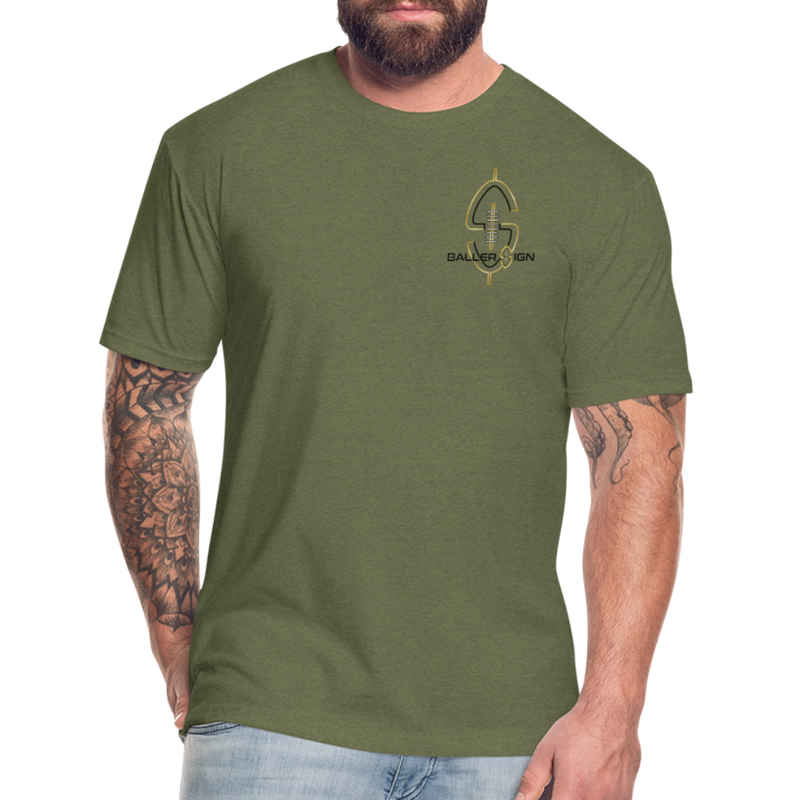 Fitted Cotton/Poly Big Football Banner T-Shirt - heather military green