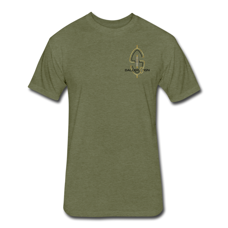 Fitted Cotton/Poly Big Football Banner T-Shirt - heather military green