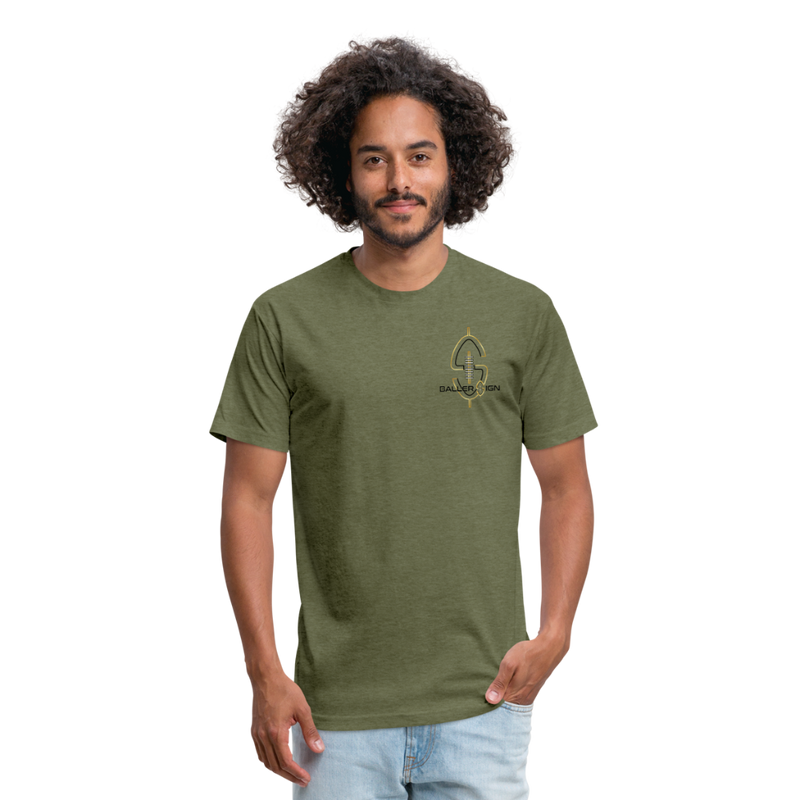 Fitted Cotton/Poly Big Football Banner T-Shirt - heather military green