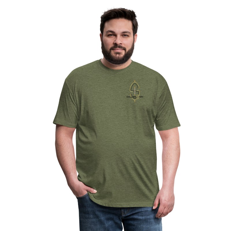 Fitted Cotton/Poly Big Football Banner T-Shirt - heather military green