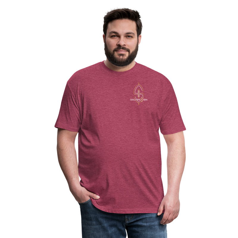 Fitted Cotton/Poly (W) Big Football Banner T-Shirt - heather burgundy