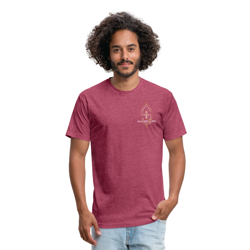 Fitted Cotton/Poly (W) Big Football Banner T-Shirt - heather burgundy