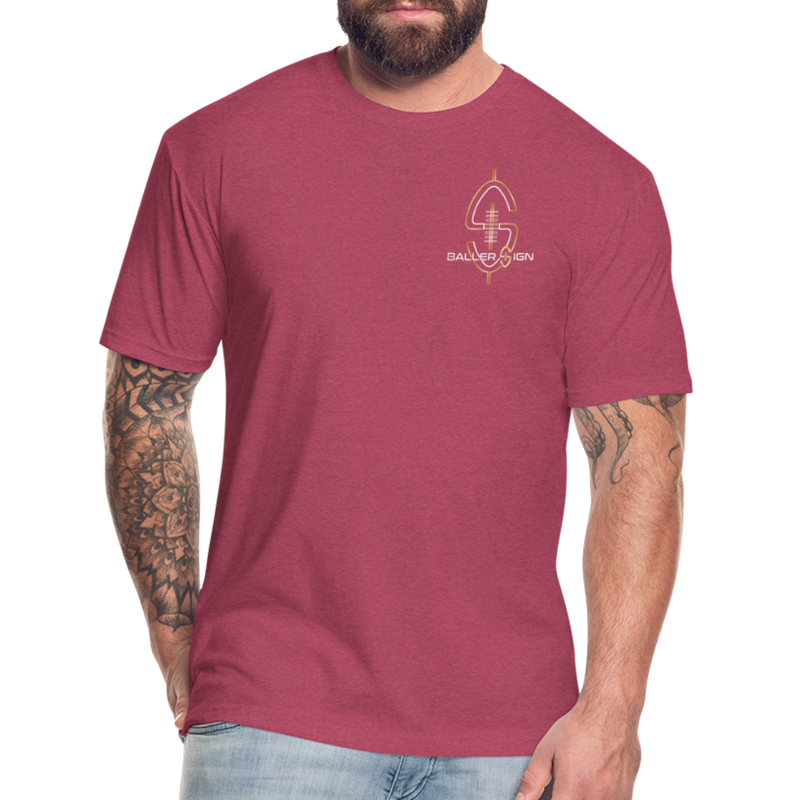 Fitted Cotton/Poly (W) Big Football Banner T-Shirt - heather burgundy