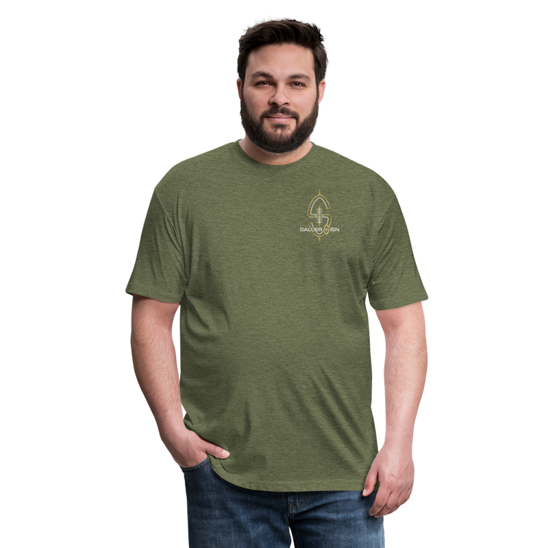 Fitted Cotton/Poly (W) Big Football Banner T-Shirt - heather military green