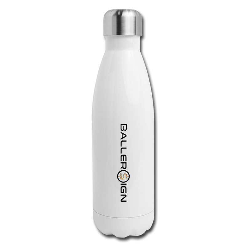 Insulated Stainless Steel Water Bottle Baseball/Softball/banner - white