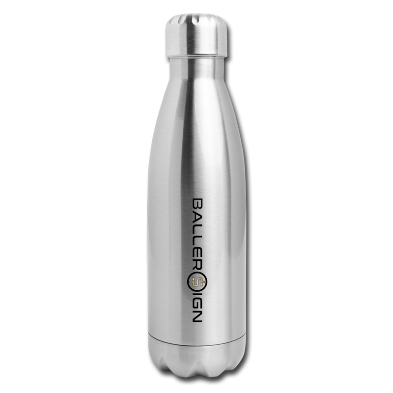 Insulated Stainless Steel Water Bottle Volleyball/Banner - silver