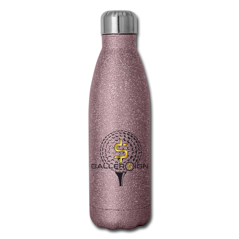 Insulated Stainless Steel Water Bottle Golf/Banner - pink glitter