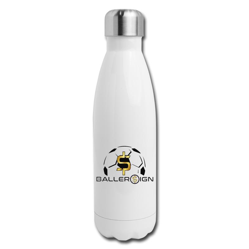 Insulated Stainless Steel Water Bottle Soccer/banner - white