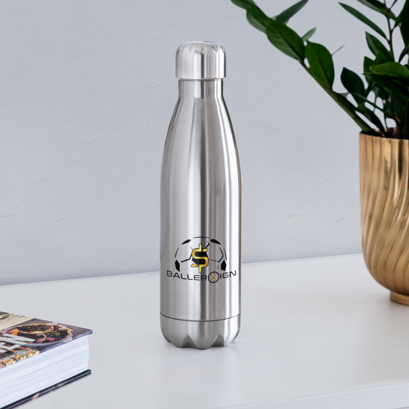 Insulated Stainless Steel Water Bottle Soccer/banner - silver