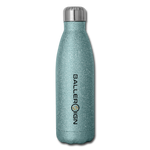 Insulated Stainless Steel Water Bottle Soccer/banner - turquoise glitter