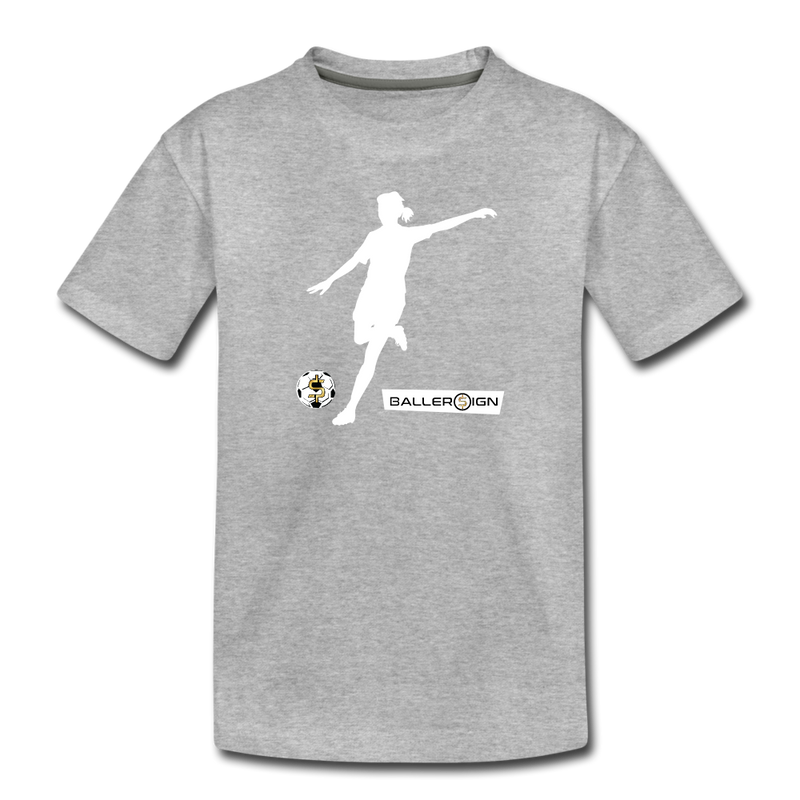 Girls Premium T-Shirt / Soccer Player - heather gray