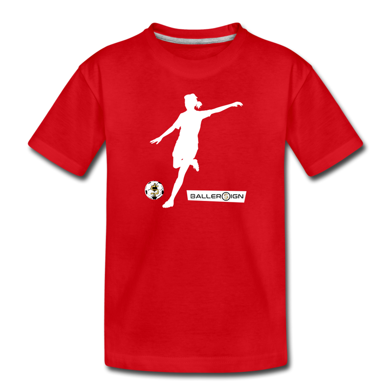 Girls Premium T-Shirt / Soccer Player - red