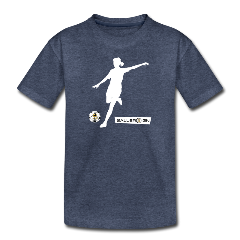 Girls Premium T-Shirt / Soccer Player - heather blue