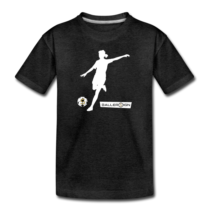 Girls Premium T-Shirt / Soccer Player - charcoal grey