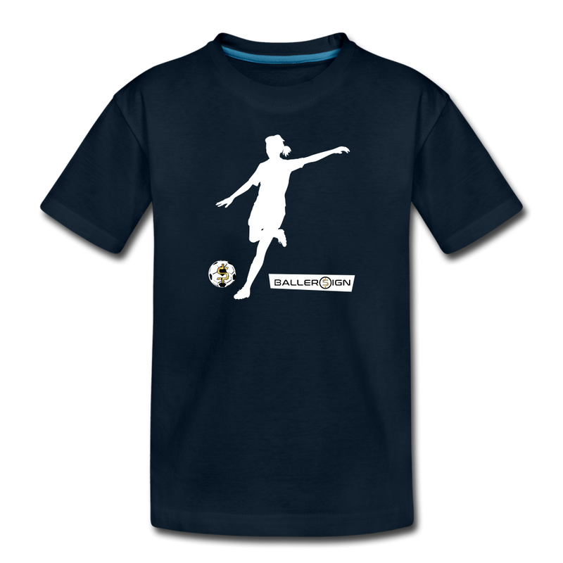 Girls Premium T-Shirt / Soccer Player - deep navy