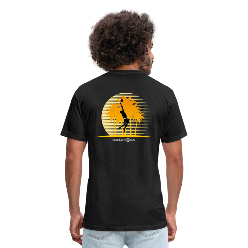 Fitted Cotton/Poly T-Shirt / Volleyball Sunset - black