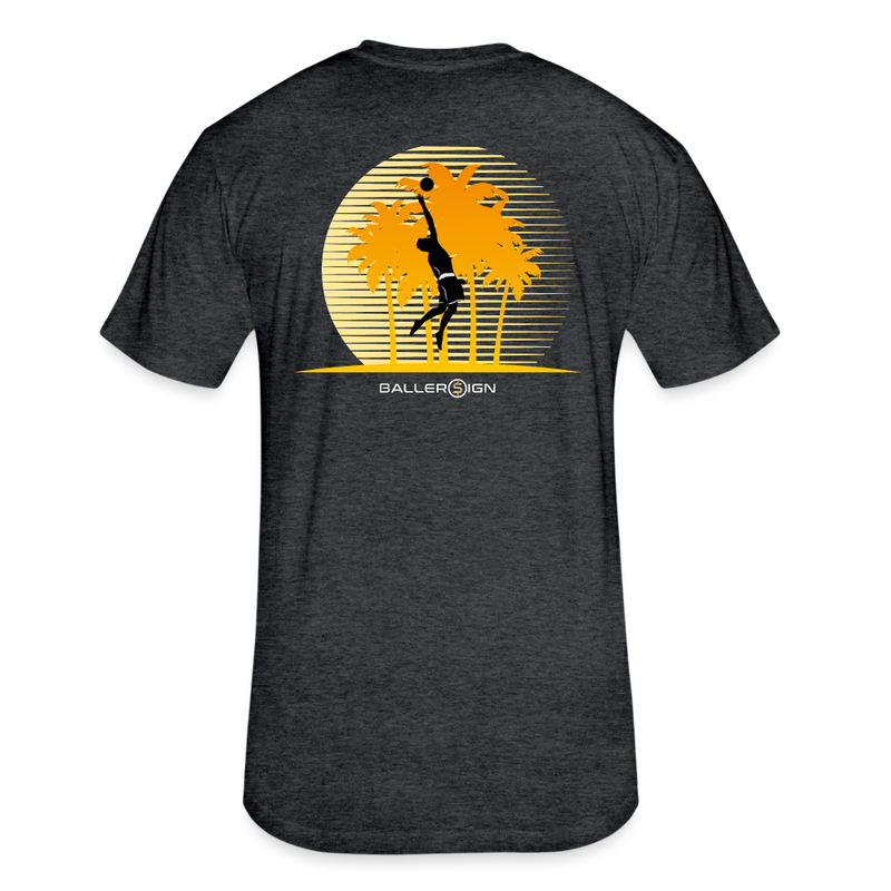 Fitted Cotton/Poly T-Shirt / Volleyball Sunset - heather black