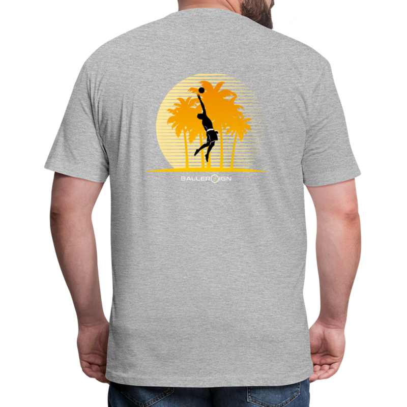 Fitted Cotton/Poly T-Shirt / Volleyball Sunset - heather gray