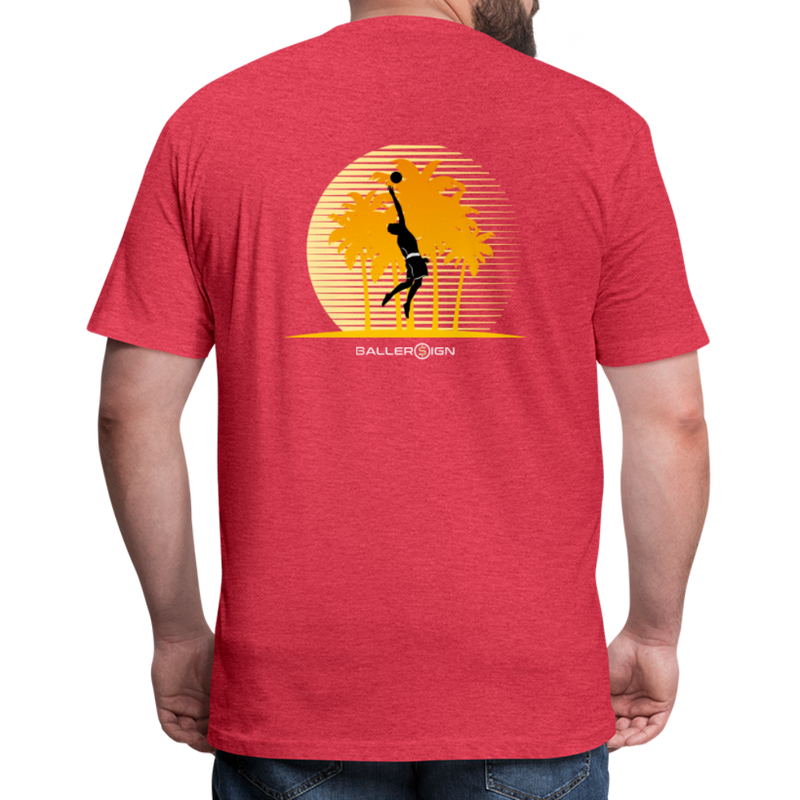 Fitted Cotton/Poly T-Shirt / Volleyball Sunset - heather red