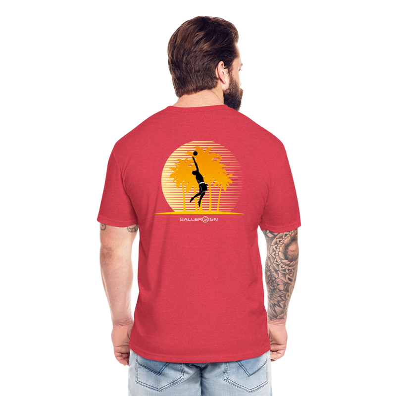 Fitted Cotton/Poly T-Shirt / Volleyball Sunset - heather red