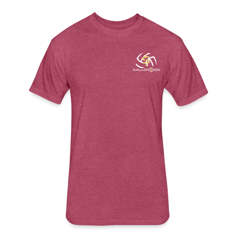 Fitted Cotton/Poly T-Shirt / Volleyball Sunset - heather burgundy