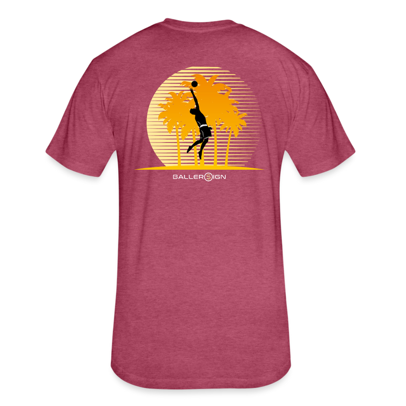 Fitted Cotton/Poly T-Shirt / Volleyball Sunset - heather burgundy