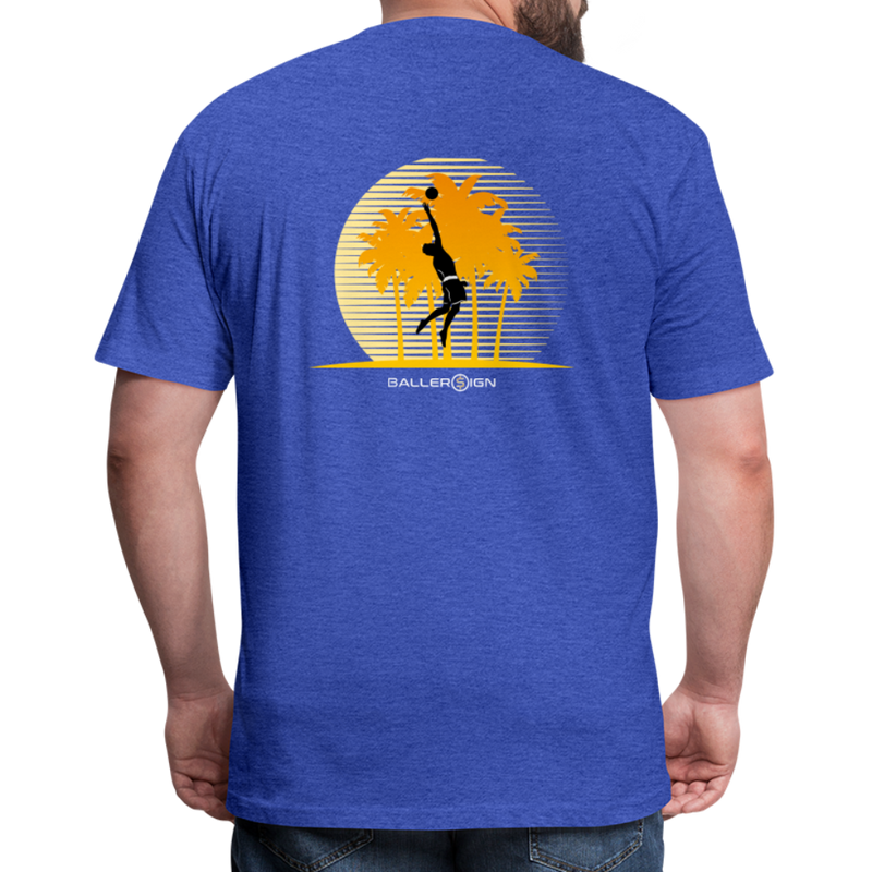 Fitted Cotton/Poly T-Shirt / Volleyball Sunset - heather royal